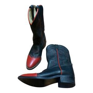 Dan post size 5 D Black Red leather Cowboy Boots country western rodeo